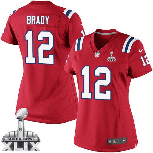 Women's Elite Tom Brady Super Bowl XLIX Nike Jersey Red Alternate - #12 NFL New England Patriots